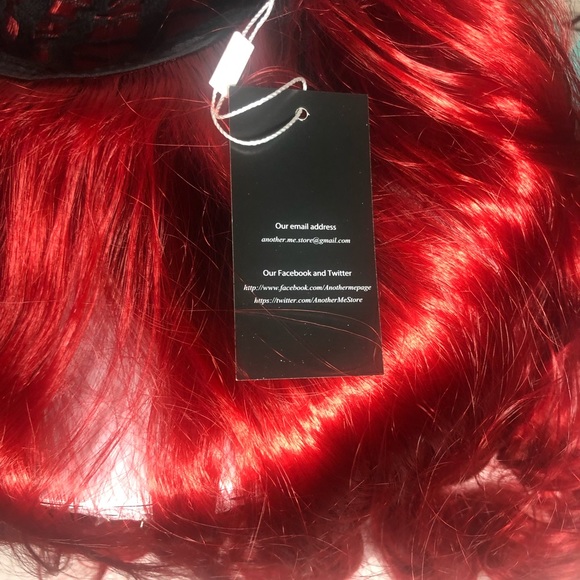 25” Dark Red Wine Long Heat Resistant Fiber Wig with Bangs - Picture 8 of 16